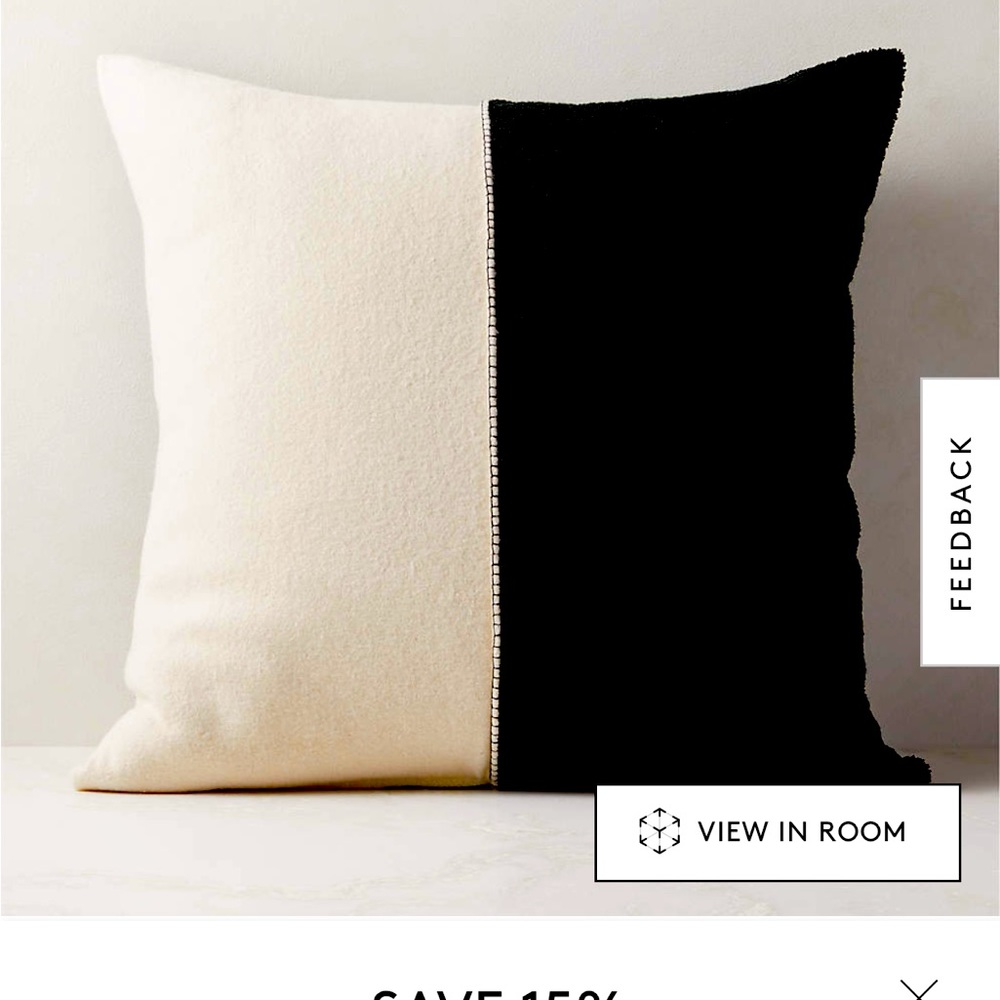 Cb2 Ren black and white throw pillow 26 inches with down alt insert - new in box